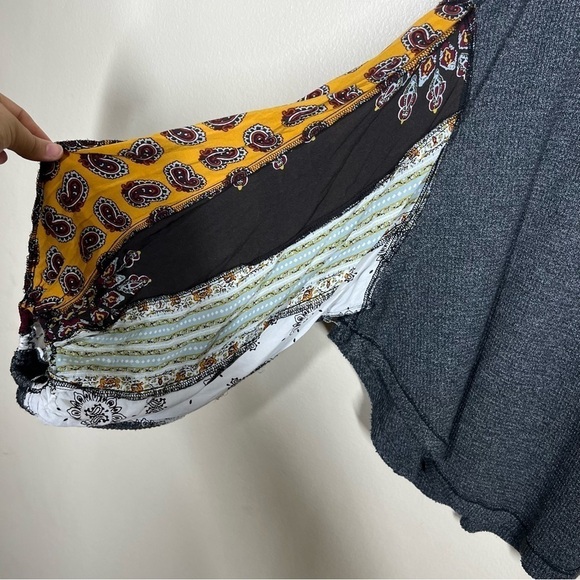 Free People Blossom Thermal Sweater Top in Paisley Floral Gray Size Small Boho - Picture 6 of 8